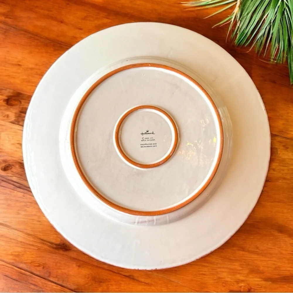 Hallmark “Good Wine, Good Cheese” 14.25” Ceramic Plate – Terracotta Trim